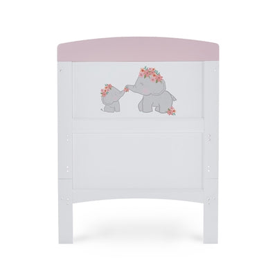 Modern Inspired Cot Bed - Me & Mini ME Elephants With Fibre Mattress Pink or Grey