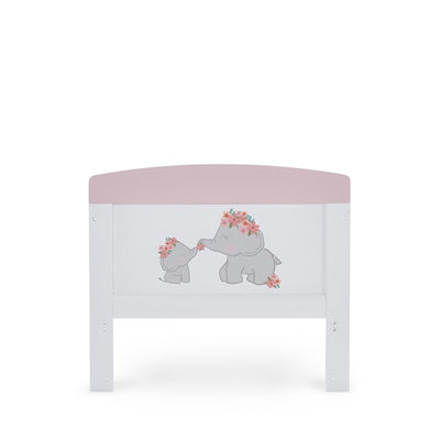 Modern Inspired Cot Bed - Me & Mini ME Elephants With Fibre Mattress Pink or Grey