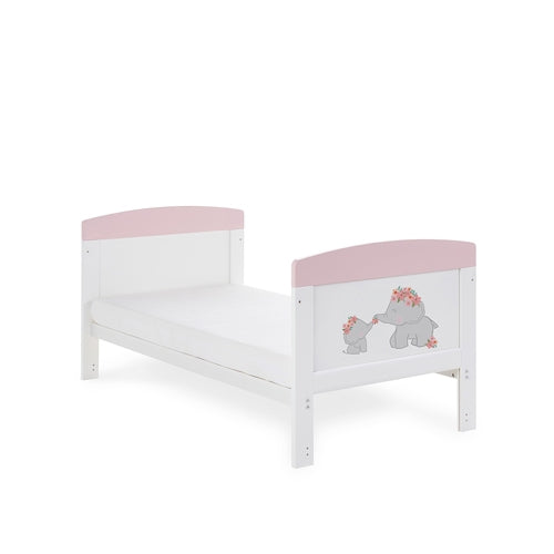 Modern Inspired Cot Bed - Me & Mini ME Elephants With Fibre Mattress Pink or Grey