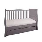 Baby Cot Bed Grey Sleigh GILBERT Baby Cot Bed Drawer – optional Fibre Mattress 140x70x10