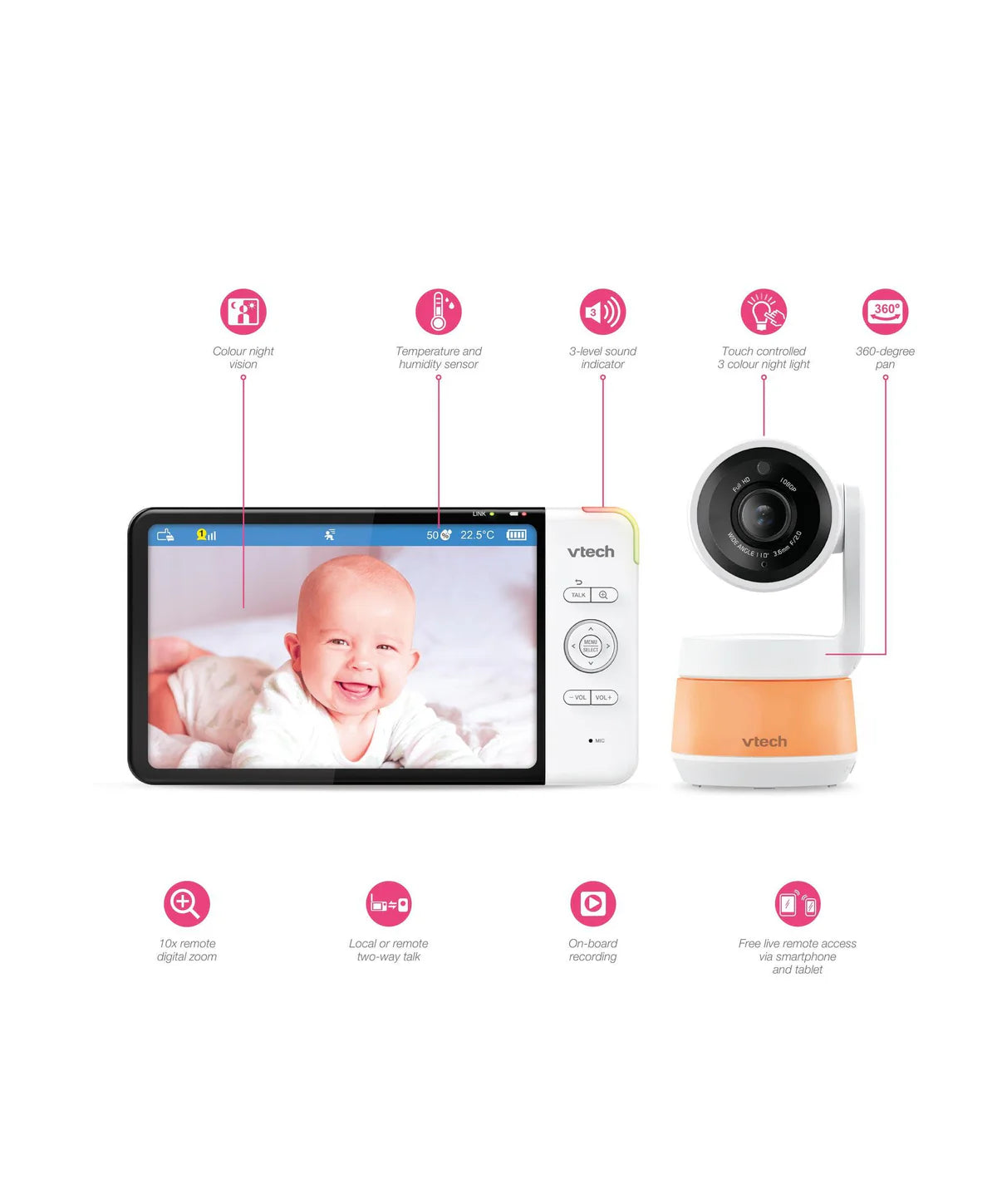 VTech RM7767HD Smart 7-inch Video Baby Monitor