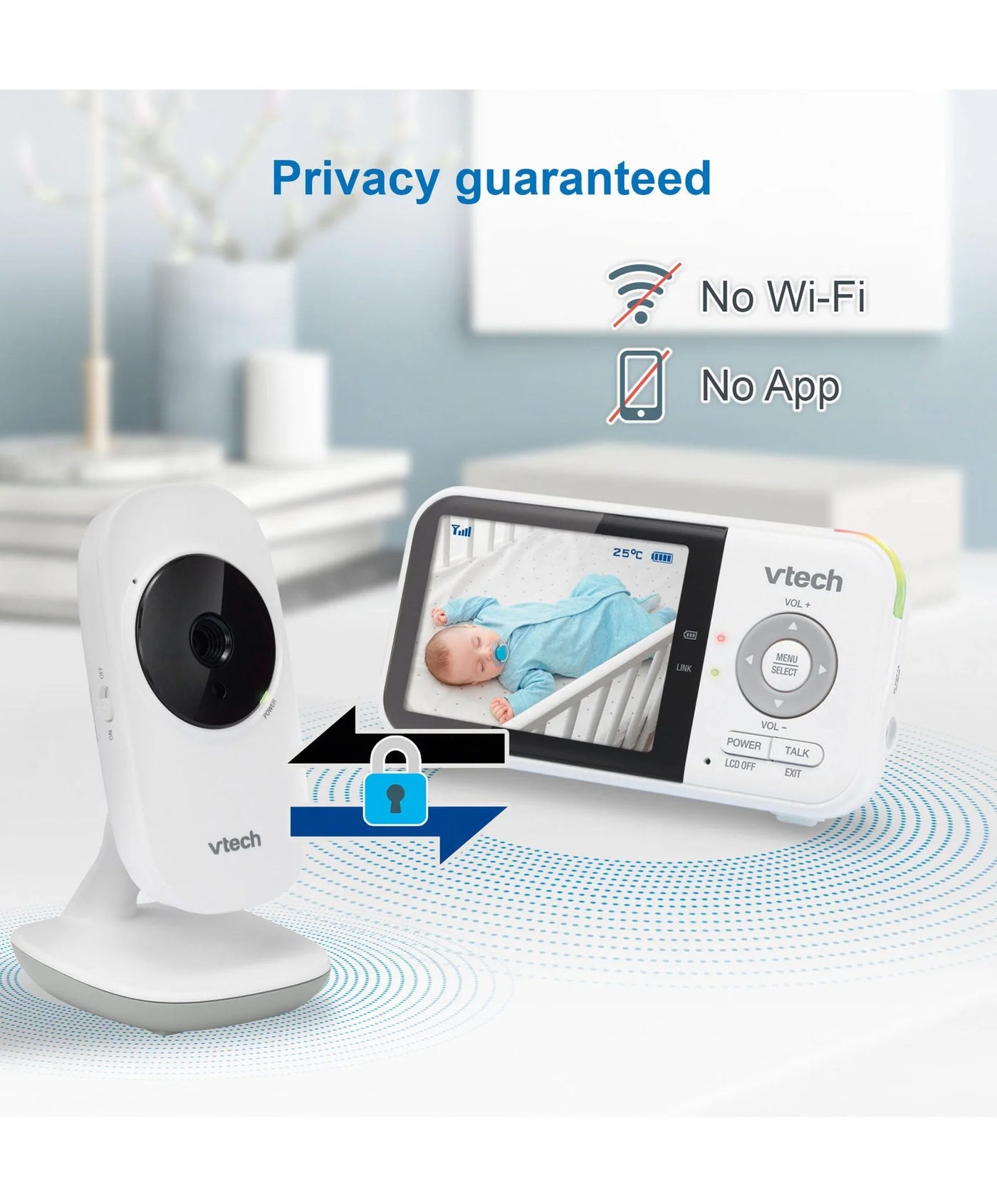 Vtech VM819 2.8" Digital Video Baby Monitor- White