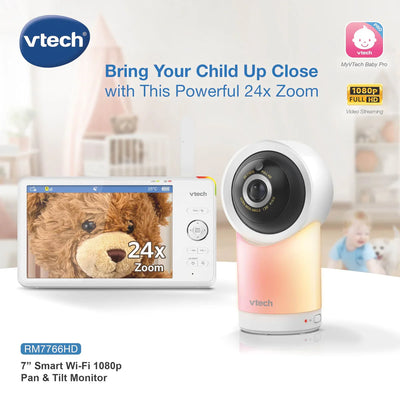 VTech RM7766HD 7 Smart Pan & Tilt Baby Monitor in White